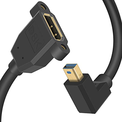 Duttek Mini Displayport auf Displayport Verlängerungskabel, 8K@60Hz Mini Displayport Stecker UP Winkel auf Displayport Buchse, bidirektionale Übertragung, (0,3 m) von Duttek