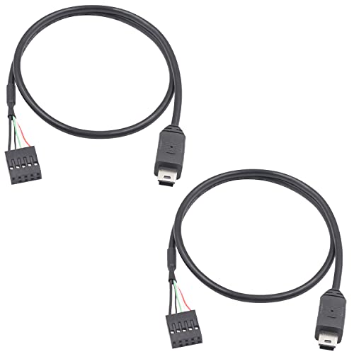 Duttek Mini USB auf USB Header Dupont Kabel, Mini USB Stecker auf 9 Pin Buchse USB Header PCB Motherboard Dupont USB Verlängerungskabel 50CM/1.64FT (2er Pack) von Duttek