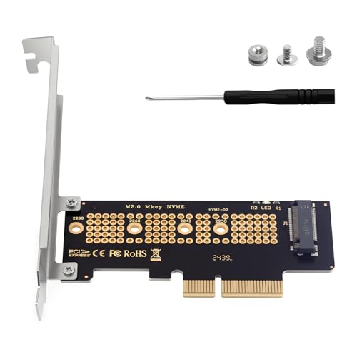 Duttek Pcie Nvme Adapter 4.0, 3.0, 2.0, 1.0 NVME auf PCIE X4 Adapter für 2230/2242/2260/2280 M.2 NVMe Solid State Drives, PCIE X4 M.2 NVME Protokoll Erweiterungskarte von Duttek