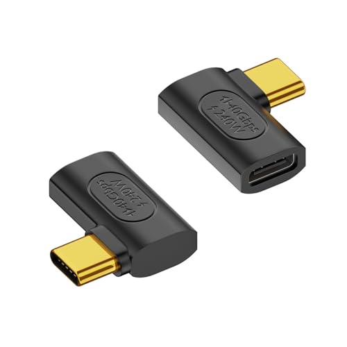 Duttek Rechtwinklige USB C Adapter 40Gbps, USB C 90 Grad Winkeladapter 240W, USB C Right Angle Adapter für Steam Deck, MacBook, Switch, iPhone 15 und weiteren USB C Geräten (2 Stück) von Duttek