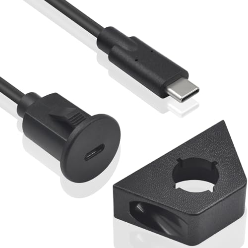 Duttek USB Type C Auto Flush Mount Kabel 1.5M,Wasserdichtes Panel Flush Mount Kabel mit USB Typ C Stecker auf Buchse für Auto, KFZ, LKW, Boot, Motorrad von Duttek