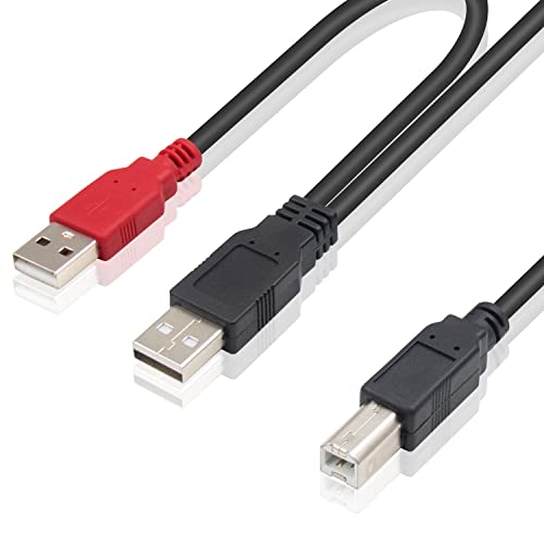 Duttek USB 2.0 auf USB B Kabel, Dual USB 2.0 Stecker auf Standard USB B Stecker Y Splitter Kabel unterstützt Stromladung und Datenübertragung für Drucker, Scanner, externe Festplattenkabel, 80/20cm von Duttek