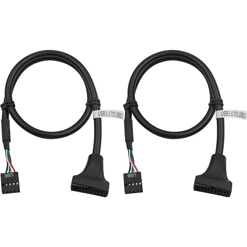 Duttek USB 3.0 auf USB 2.0 Adapter, USB 3.0 Header auf USB 2.0 Kabel, 19 Pin USB 3.0 Stecker auf 9 Pin USB 2.0 Buchse Motherboard Kabel Adapter Konverter 50 cm (2er-Pack) von Duttek