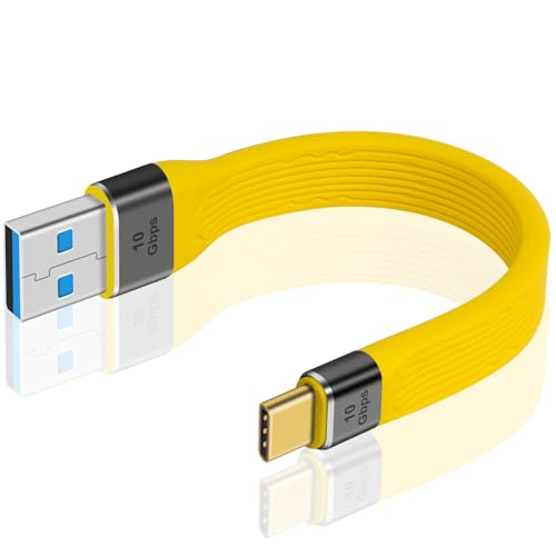 Duttek USB A auf USB C Kabel, Gelb USB C Stecker auf USB A Stecker Kabel 10Gbps 60W, USB auf USB C Kabel für MacBook, Laptop, Tablet, Phone, Power Bank - 13cm von Duttek