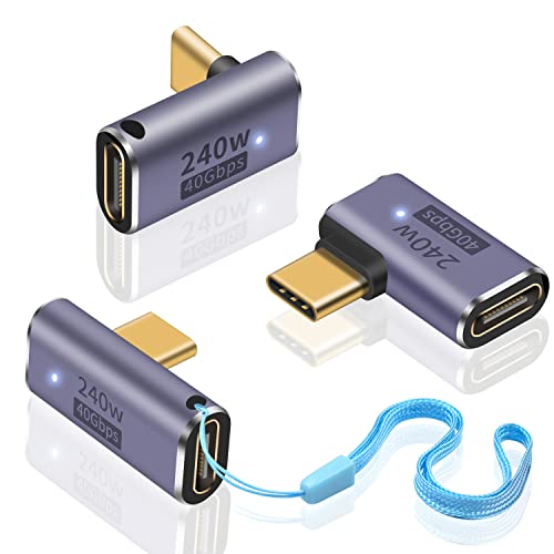 Duttek USB C 90 Grad Adapter (3 Stück), USB C Right Angle Adapter,90 Grad USB C Adapter und USB C 90 Grad, USB Typ C Stecker auf Buchse, für Laptop, Tablet und Handys von Duttek