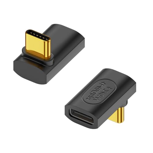 Duttek USB C 90 Grad Winkeladapter 40Gbps, USB C Stecker auf Buchse Adapter 240W, 90 Grad USB C Adapter für Steam Deck, MacBook, Switch, iPhone 15 und weiteren USB C Geräten (2 Stück) von Duttek