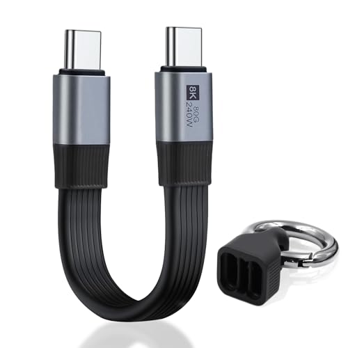 Duttek USB C Cable Short PD 240W/80Gbps USB C Male Short Cable Thunderbolt 4（13cm） Portable Flexible PowerBank Compatible with iPhone 15/16 Pro/Max MacBook Pro/Air iPad Pro/Android Auto, VR Device. von Duttek