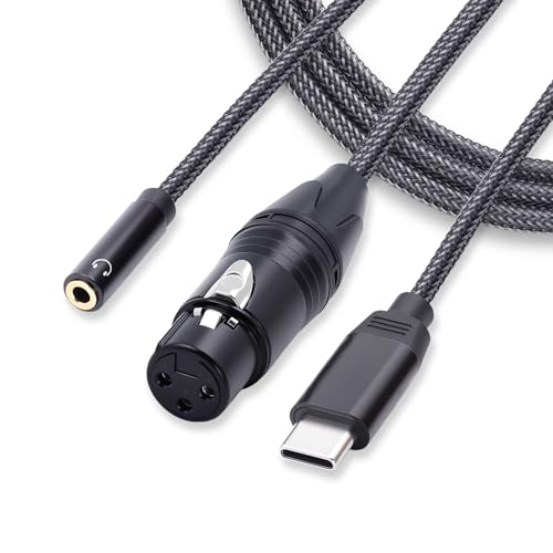 Duttek USB C Male to 3.5mm Female Jack & XLR Female Audio Cable 1M（3FT）,2-in-1 USB C Microphone Audio Cable is tailored for connecting microphones for studio audio recording and transmission. von Duttek