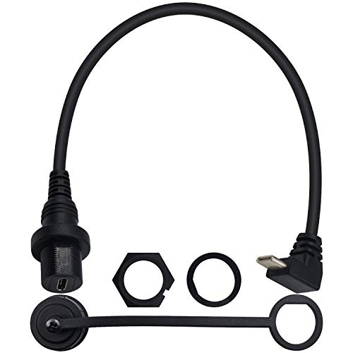 Duttek USB C Panel Mount Kabel (30cm), UP & Down Angled USB C Stecker auf Buchse Mount Extension Dash Flush Kabel für Auto, Boot, Motorrad, LKW Armaturenbrett von Duttek