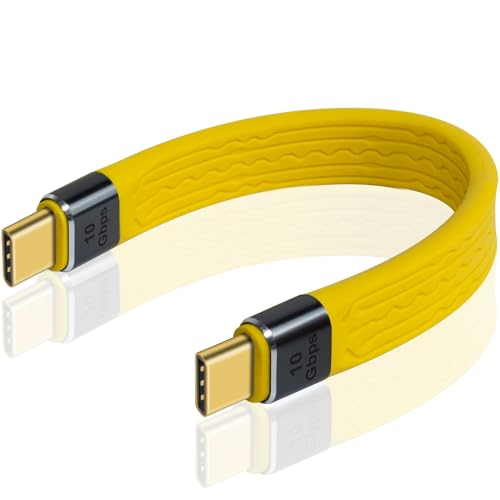 Duttek USB C auf USB C kabel, Gelbes USB C Stecker Kabel auf USB C Stecker, 10Gbps 60W USB C Datenkabel für MacBook, Laptop, Tablet, Handy, Google Pixel, Power Bank - 13 cm von Duttek