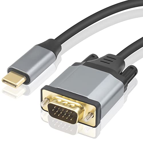 Duttek USB C auf VGA Kabel 1,8 m, USB Type C to VGA Cable, USB C Stecker auf VGA Stecker Adapterkabel unterstützt 1080P HD mit vergoldetem Stecker kompatibel für Handys, Monitor, Projektor, Computer. von Duttek