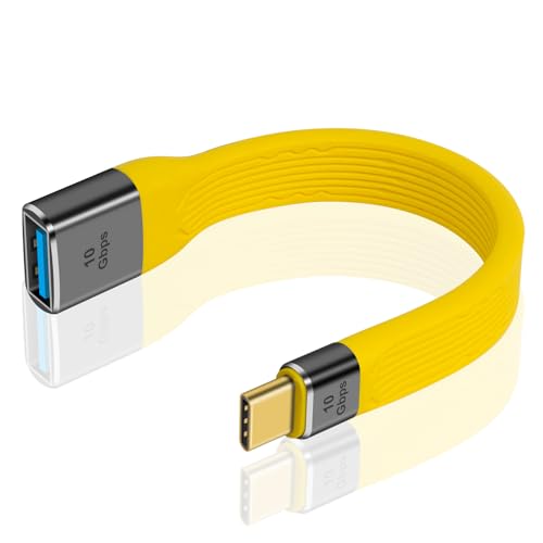 Duttek USB auf USB C Kabel, Gelb USB C Stecker auf USB A buchse Kabel 10Gbps 60W, USB zu USB C Kabel für MacBook, Laptop, Tablet, Phone, Power Bank - 13cm von Duttek
