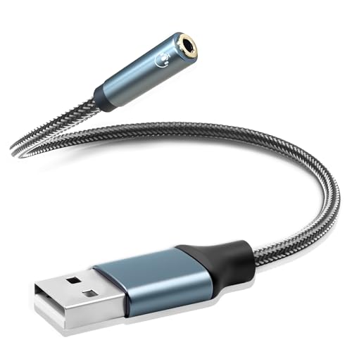 Duttek USB to 3.5mm Aux Headphone Cable 30CM/1FT,USB Male to 3.5mm Female Copper Braided Audio Cable,Compatible for Desktop computer Laptops Headphone Microphone Duttek USB to 3.5mm Aux Headphone Cable 30CM/1FT,USB Male to 3.5mm Female Copper Braided Audio Cable,Compatible for Desktop computer Laptops Headphone Microphone von Duttek