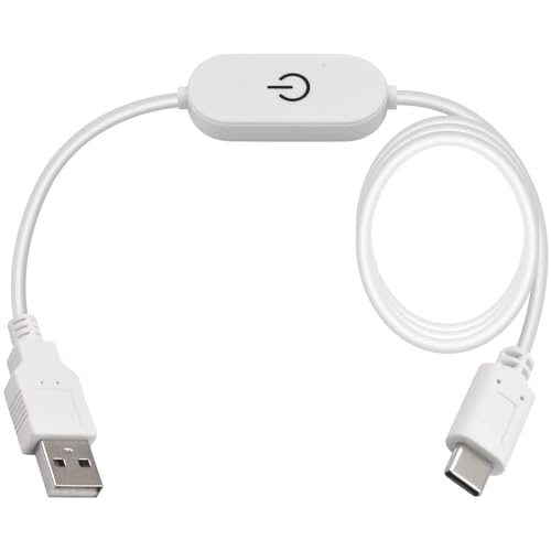Duttek USB to USB C Switch Extension Cable 1M,USB Male to Type C Switch Verlängerungskabel mit Touch Dimmer Schalter Unterstützung Stromladen (White) von Duttek