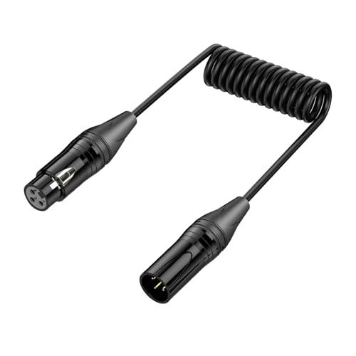 Duttek XLR Mikrofon Spulenkabel 0.5m, 3 Pin XLR Stecker auf Buchse mit Verriegelungssteckern & sauerstofffreiem Kupfer, Studio/DJ/Live Sound Mikrofonkabel (Schwarz) von Duttek