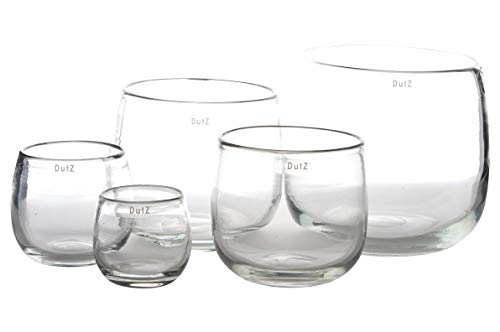 DutZ Collection | Pot Deko Glas Vase H 11 cm D 13 cm Windlicht Übertopf | Mundgeblasen Dickwandig Transparent Klar | Tischdeko Frühling Sommer von Dutz Collection