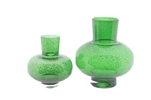Dutz Vase Modest | Green Bubbles| H27 cm D 24 cm | mundgeblasenes Glas von Dutz Collection