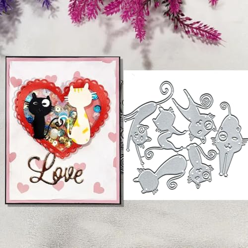 Metall-Stanzschablone mit Katzenrahmen, 6 Stück, Katzenrahmen, Stanzschablonen, Stanzschablonen, DIY, Scrapbooking, Karten, Fotoalbum, Basteln, dekorative Prägepapier-Stanzformen für Alben, Karten Metall-Stanzschablone mit Katzenrahmen, 6 Stück, Katzenrahmen, Stanzschablonen, Stanzschablonen, DIY, Scrapbooking, Karten, Fotoalbum, Basteln, dekorative Prägepapier-Stanzformen für Alben, Karten von DuuFounG