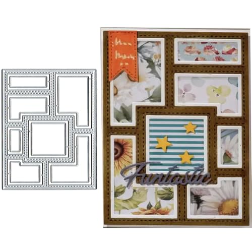 Rechteckige Metall-Stanzschablone, Rahmen-Stanzschablone, Stanzschablonen für Bastelarbeiten, Scrapbooking, Karten, Fotoalbum, Basteln, dekorative Prägepapier-Stanzformen für Alben, Karten von DuuFounG