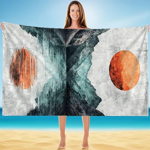 Sonne Strandtuch, Strandtuch XXL 70x140cm, Strandhandtuch Mikrofaser mit Tasche, SaugfäHig und Schnell Trocknende Handtuch, Leichtes Badetuch for Damen, Groß Strandmatte, für Strand, Reise A-5459 von Duuanxin