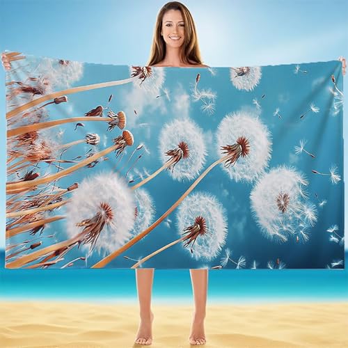 Strandtuch XXL 100x200cm, Strandtuch Mikrofaser, Kompaktes und Schnelltrocknendes Badetuch, Leichtes HautverträGlich Saunahandtuch, Handtuch Sandfest Badetuch Strand in Einer Tasche Weiß A-5180 von Duuanxin
