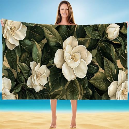 Strandtuch XXL 100x200cm, Strandtuch Mikrofaser, Kompaktes und Schnelltrocknendes Badetuch, Leichtes HautverträGlich Saunahandtuch, Handtuch Sandfest Badetuch Strand in Einer Tasche Weiß A-5411 von Duuanxin