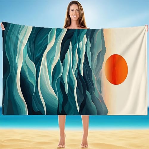 Strandtuch XXL 60x120cm, Strandtuch Mikrofaser, Kompaktes und Schnelltrocknendes Badetuch, Weiches Leichtes HautverträGlich Saunahandtuch, Handtuch Sandfest Badetuch Strand in Einer Tasche Rot A-5436 von Duuanxin