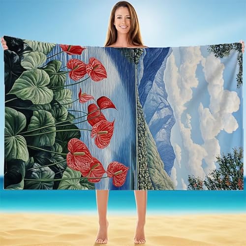 Strandtuch XXL 75x150cm, Strandtuch Mikrofaser, Kompaktes und Schnelltrocknendes Badetuch, Leichtes HautverträGlich Saunahandtuch, Handtuch Sandfest Badetuch Strand in Einer Tasche Anlage A-5262 von Duuanxin
