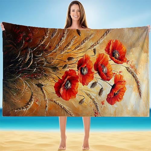 Strandtuch XXL 90x180cm, Strandtuch Mikrofaser, Kompaktes und Schnelltrocknendes Badetuch, Weiches Leichtes HautverträGlich Saunahandtuch, Handtuch Sandfest Badetuch Strand in Einer Tasche Rot A-5508 von Duuanxin