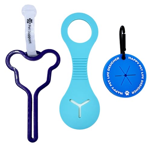 Duuclume 3 Pcs Hund Poop Bag Halter, Abfall Tasche Halter mit Karabiner-Clip, Hände frei Poop Bag Carrier für Leine, Kaninchen Müllsack Halter für Walking Running Bicycle Accessory(Blau) von Duuclume