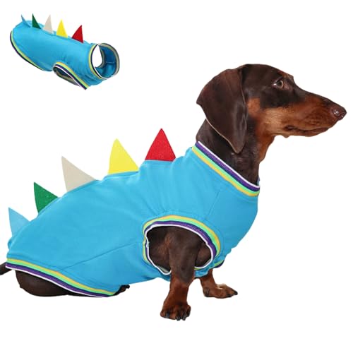 Duuclume Hunde-Shirts, Dinosaurier-Weste, geeignet für Dackel mit langem Körper, bequeme Outdoor-Haustierkleidung, vierbeinige Kleidung, Hundebekleidung (Blau, S) von Duuclume