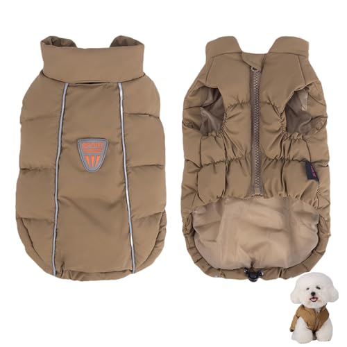 Duuclume Warme Haustierjacke, wasserdicht, winddicht, reflektierend, verstellbar, Haustierweste, Winterkleidung mit D-Ring für kleine bis große Hunde (Braun, XL) von Duuclume