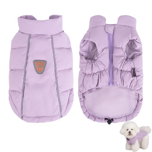 Duuclume Warme Haustierjacke, wasserdicht, winddicht, reflektierend, verstellbar, Haustierweste, Winterkleidung mit D-Ring für kleine bis große Hunde (Lila, XL) von Duuclume