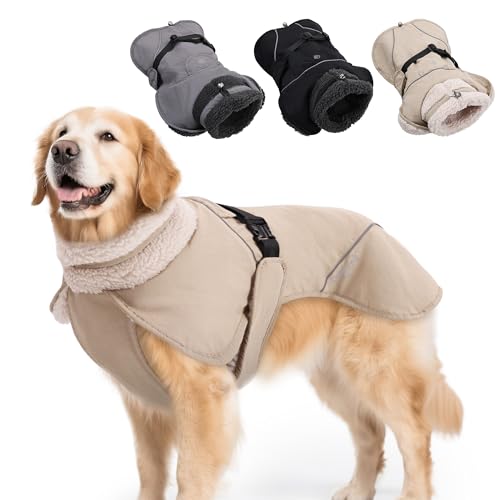 Duuclume Warmer Hundemantel, wasserdicht, weich, mit Fleece gefüttert, winddichter Wintermantel für kaltes Wetter, mit reflektierenden Streifen, Loch für die Leine und verstellbaren Hals- und Duuclume Warmer Hundemantel, wasserdicht, weich, mit Fleece gefüttert, winddichter Wintermantel für kaltes Wetter, mit reflektierenden Streifen, Loch für die Leine und verstellbaren Hals- und von Duuclume