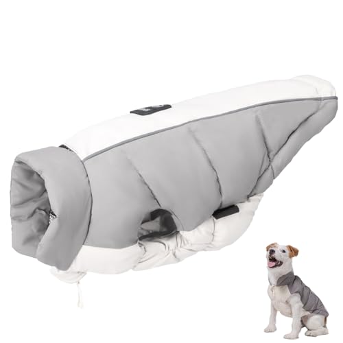 Duuclume Wasserdichter Hunde-Wintermantel, verstellbar, warme Haustierjacke mit Loch für die Leine und Reißverschluss, reflektierende Weste für kaltes Wetter, für kleine bis große Hunde von Duuclume