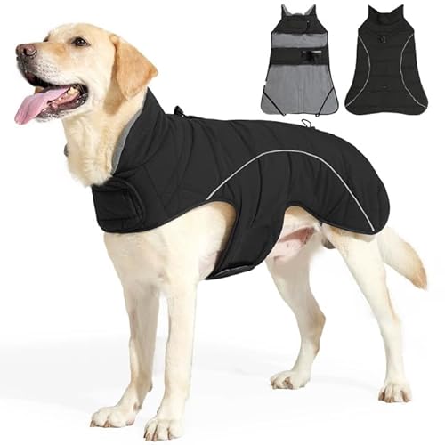 Duuclume Wasserdichter Winter-Hundemantel – Fleece-gefütterte, warme Jacke mit hohem Kragen und reflektierenden Streifen, D-Ring und verstellbarer Weste für kleine bis große Hunde, Schwarz, Größe S Duuclume Wasserdichter Winter-Hundemantel – Fleece-gefütterte, warme Jacke mit hohem Kragen und reflektierenden Streifen, D-Ring und verstellbarer Weste für kleine bis große Hunde, Schwarz, Größe S von Duuclume