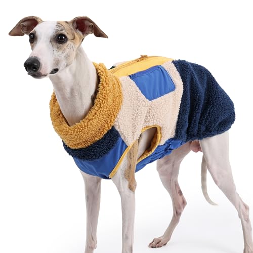 Duuclume Winter-Hundemantel mit Reißverschluss, Fleece-Hundejacke mit Tasche und doppeltem Reißverschluss, warme und kalte Wetter-Haustierkleidung (Gelb, Größe 3XL) von Duuclume