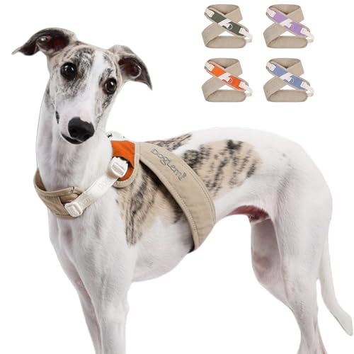 Duuclume X-Rücken Hundegeschirr, kein Ziehen, verstellbar, ausbruchsicher, mit Clip an der Rückseite für kleine, mittelgroße und große Hunde, Beige Orange, XL von Duuclume