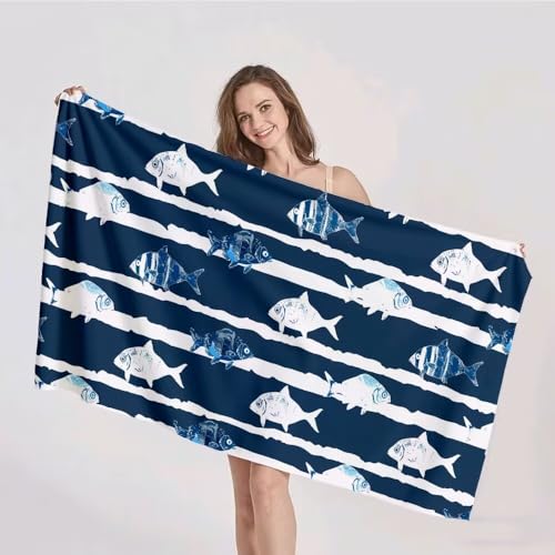 Strandtuch XXL 100x200cm Mikrofaser Handtuch Stranddecke Sandfrei Kompaktes und Schnelltrocknendes Microfaser Handtücher Blau Fisch Sommer Reisehandtuch Strandhandtuch Groß für den Strand p-341 Strandtuch XXL 100x200cm Mikrofaser Handtuch Stranddecke Sandfrei Kompaktes und Schnelltrocknendes Microfaser Handtücher Blau Fisch Sommer Reisehandtuch Strandhandtuch Groß für den Strand p-341 von Duushuait
