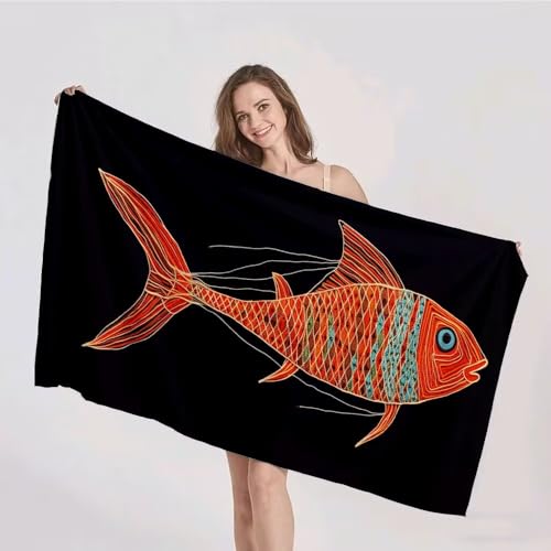 Strandtuch XXL 100x200cm Mikrofaser Handtuch Stranddecke Sandfrei Kompaktes und Schnelltrocknendes Microfaser Handtücher Rot Fisch Sommer Reisehandtuch Strandhandtuch Groß für den Strand p-203 Strandtuch XXL 100x200cm Mikrofaser Handtuch Stranddecke Sandfrei Kompaktes und Schnelltrocknendes Microfaser Handtücher Rot Fisch Sommer Reisehandtuch Strandhandtuch Groß für den Strand p-203 von Duushuait