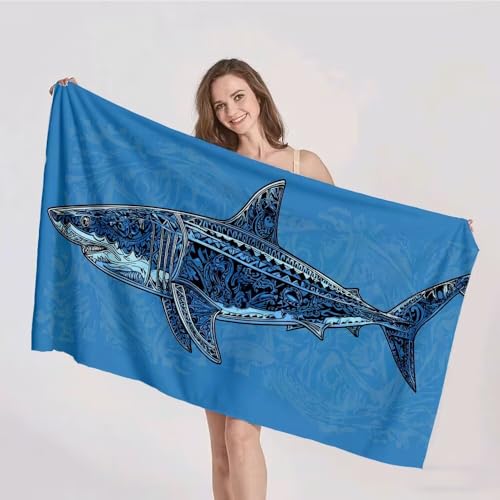 Strandtuch XXL 60x120cm Mikrofaser Handtuch Stranddecke Sandfrei Kompaktes und Schnelltrocknendes Microfaser Handtücher Blau Hai Sommer Reisehandtuch Strandhandtuch Groß für den Strand, Outdoor p-326 Strandtuch XXL 60x120cm Mikrofaser Handtuch Stranddecke Sandfrei Kompaktes und Schnelltrocknendes Microfaser Handtücher Blau Hai Sommer Reisehandtuch Strandhandtuch Groß für den Strand, Outdoor p-326 von Duushuait