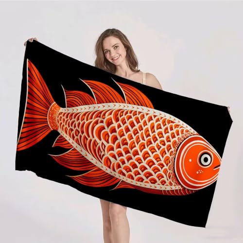 Strandtuch XXL 75x150cm Mikrofaser Handtuch Stranddecke Sandfrei Kompaktes und Schnelltrocknendes Microfaser Handtücher Rot Fisch Sommer Reisehandtuch Strandhandtuch Groß für den Strand, Outdoor p-204 Strandtuch XXL 75x150cm Mikrofaser Handtuch Stranddecke Sandfrei Kompaktes und Schnelltrocknendes Microfaser Handtücher Rot Fisch Sommer Reisehandtuch Strandhandtuch Groß für den Strand, Outdoor p-204 von Duushuait
