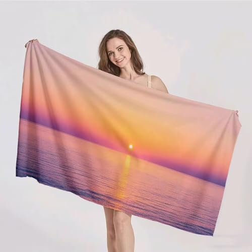 Strandtuch XXL 75x150cm Mikrofaser Handtuch Stranddecke Sandfrei Kompaktes und Schnelltrocknendes Microfaser Handtücher Sonnenuntergang orange Farbe Sommer Reisehandtuch Strandhandtuch Groß p-347 von Duushuait