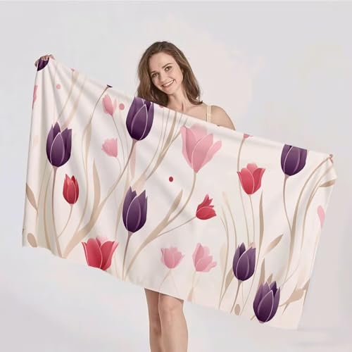 Strandtuch XXL 90x180cm Mikrofaser Handtuch Stranddecke Sandfrei Kompaktes und Schnelltrocknendes Microfaser Handtücher Beige Tulpe Sommer Reisehandtuch Strandhandtuch Groß für den Strand p-387 Strandtuch XXL 90x180cm Mikrofaser Handtuch Stranddecke Sandfrei Kompaktes und Schnelltrocknendes Microfaser Handtücher Beige Tulpe Sommer Reisehandtuch Strandhandtuch Groß für den Strand p-387 von Duushuait