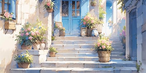 Treppe Diamond Painting Erwachsene, Blumen Diamond Painting Set für Kinder, Crystal Art für Anfänger, DIY Diamant Kunst Mosaikherstellung, Diamant Kunst Erwachsene Groß XXL, Wand Deko, 60x120cm p-430 von Duushuait
