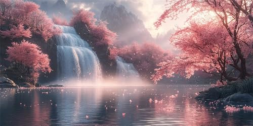 Wasserfall Diamond Painting Erwachsene, Frühjahr Diamond Painting Set für Kinder, Crystal Art für Anfänger, DIY Diamant Kunst Mosaikherstellung, Diamant Kunst Erwachsene XXL, Wand Deko, 60x120cm p-622 von Duushuait