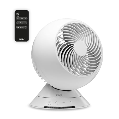 Duux Globe Tischventilator mit Fernbedienung - Stromsparender Ventilator mit LED-Anzeige & Touch-Funktion - Extra Leiser Raumlüfter mit 3 Geschwindigkeitsstufen & starkem DC-Motor - Weiß von Duux