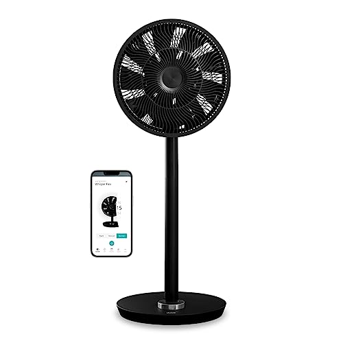 Duux Whisper Flex Smart Standventilator - Steuerung per Fernbedienung & Smartphone - Höhenverstellbar 51-88cm - Leiser Ventilator mit Nachtmodus und Timer - Energieeffizient 2W, Ohne Akku Schwarz von Duux