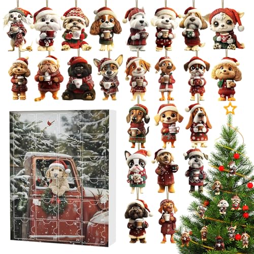 Duvcoywae Adventskalisch Hundeliebhaber Weihnachts Countdown Kalender - 24 Tage Hund Trinkt Kaffee Schmuck Urlaub Advent | 2D Acryl Flach Tier Charm für Weihnachtsbaum Fenster Auto Innenspiegel Deko Duvcoywae Adventskalisch Hundeliebhaber Weihnachts Countdown Kalender - 24 Tage Hund Trinkt Kaffee Schmuck Urlaub Advent | 2D Acryl Flach Tier Charm für Weihnachtsbaum Fenster Auto Innenspiegel Deko von Duvcoywae