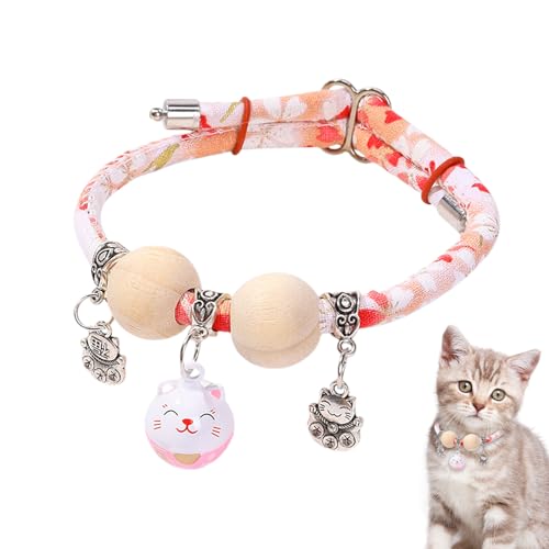 Duvcoywae Katzenhalsband,Kätzchenhalsband Mit Zedernholzperle | Für Klein Mittel Groß Katzen Hals Schmuck Tägliche Wohnung Garten Spaziergang Training von Duvcoywae